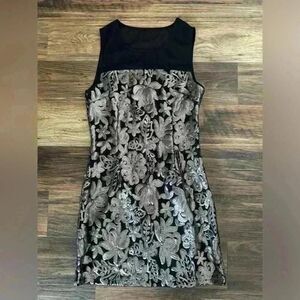 Pink Martini‎ Sunset Black and Gold Dress Sequins and Lace Size XS